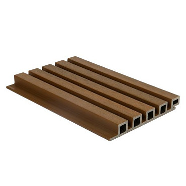 NewTechWood composiet co-extrusie wand bekleding castellation 25 profiel, 2,5 x 19,6 x 290 cm, Teak.