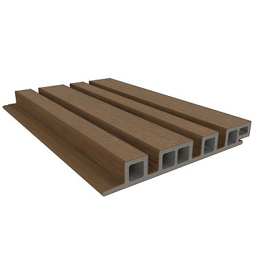 NewTechWood composiet co-extrusie wand bekleding castellation 4325 profiel, 2,5 x 19,6 x 290 cm, Teak.