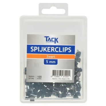 Spijkerclip zwart 5mm - 100st per doosje