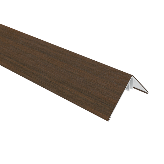 NewTechWood aluminium co-extrusie hoekprofiel rhombus t.b.v. wand bekleding, 6 x 6 x 300 cm, Ipe.