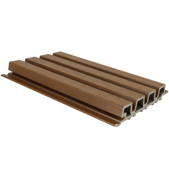 NewTechWood composiet co-extrusie wand bekleding rhombus profiel, 3,3 x 21,5 x 390 cm, Teak.