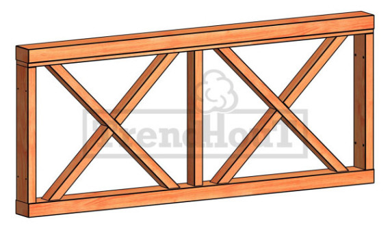 Veranda kruis 1630x700mm onbehandeld hekwerk B