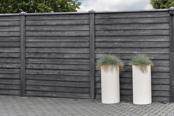 Betonplaat Zweeds rabatmotief 4,8 x 26 x 184 cm antraciet gecoat